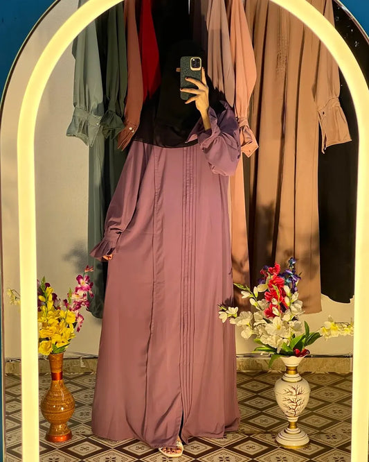 Elegant Pleated Abaya Lavender Mauve
