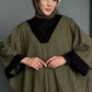 Modest 3-Piece Bottle Green Abaya Co-Ord Set with Inner Dress & Outer Kimono