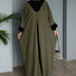 Modest 3-Piece Bottle Green Abaya Co-Ord Set with Inner Dress & Outer Kimono