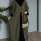 Modest 3-Piece Bottle Green Abaya Co-Ord Set with Inner Dress & Outer Kimono