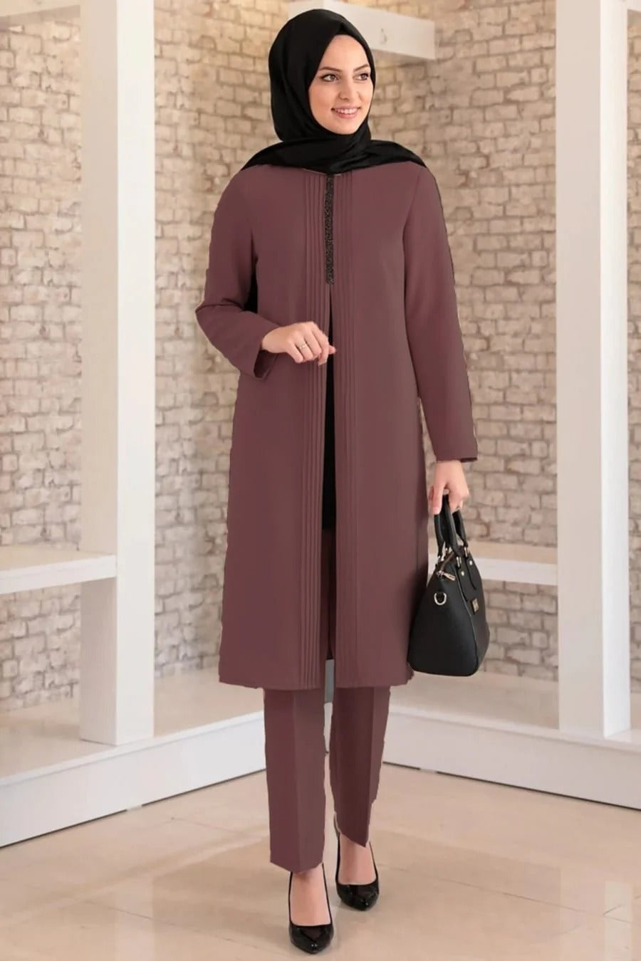 Fashion Showcase Double Crepe Top & Bottom