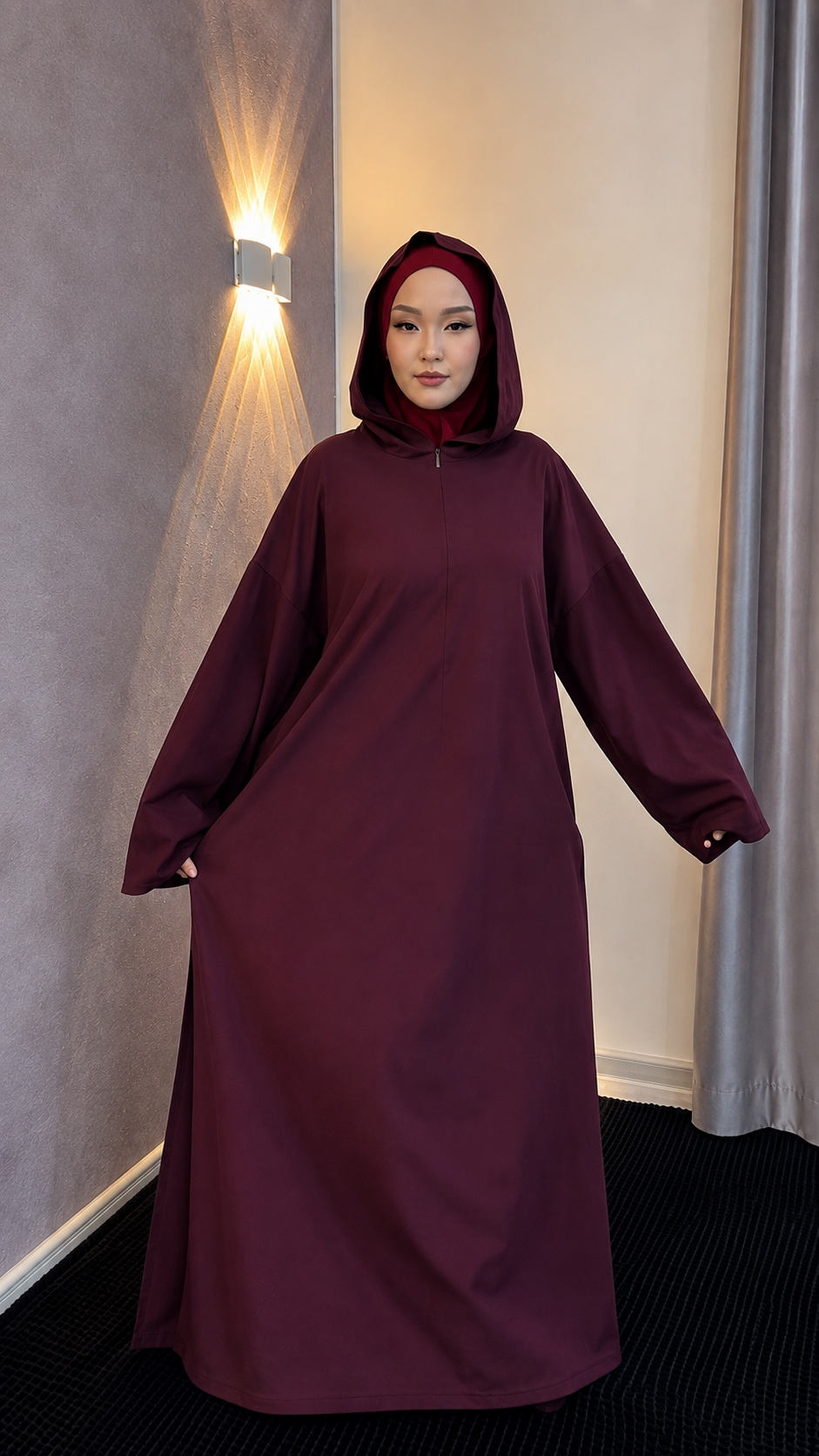 Premium Hoodie Abaya with Matching Bottom – Relaxed Two-Piece Abaya Set | Abaya Store