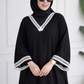 Elegant Black Butterfly Abaya with White Lace Detailing | Premium Modest Wear
