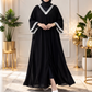 Elegant Black Butterfly Abaya with White Lace Detailing | Premium Modest Wear