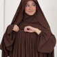 Premium Chocolate Brown Nursing Khimar Abaya Set – Elegant Modest Wear