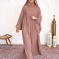 Elegant Pleated Front Abaya with Matching Khimar | Premium Modest Wear