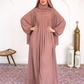 Elegant Pleated Front Abaya with Matching Khimar | Premium Modest Wear