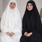 Premium Modest Prayer Abaya Set with Khimar – Black & White Edition