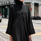 Premium Black Polka Dot Shrug Abaya 3-Piece Set – Flowy Open Front Shrug, Inner Dress & Matching Hijab
