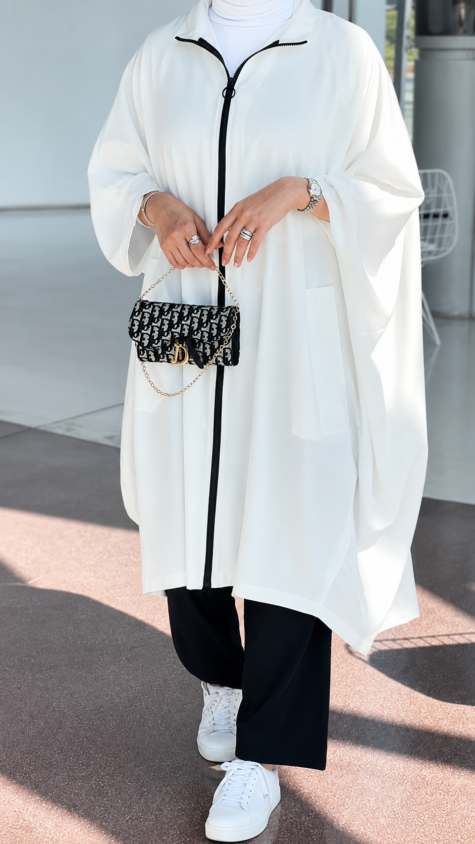 Premium Zip Front Co-Ord Set Abaya – Two Piece Butterfly Sleeve Modest Wear