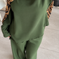 Premium Olive Green Co-Ord Set Abaya – Relaxed Top & Wide-Leg Bottom
