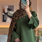 Premium Olive Green Co-Ord Set Abaya – Relaxed Top & Wide-Leg Bottom