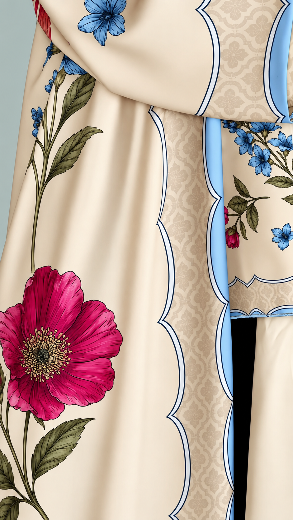 Premium Multicolor Floral Printed Shrug Abaya Set