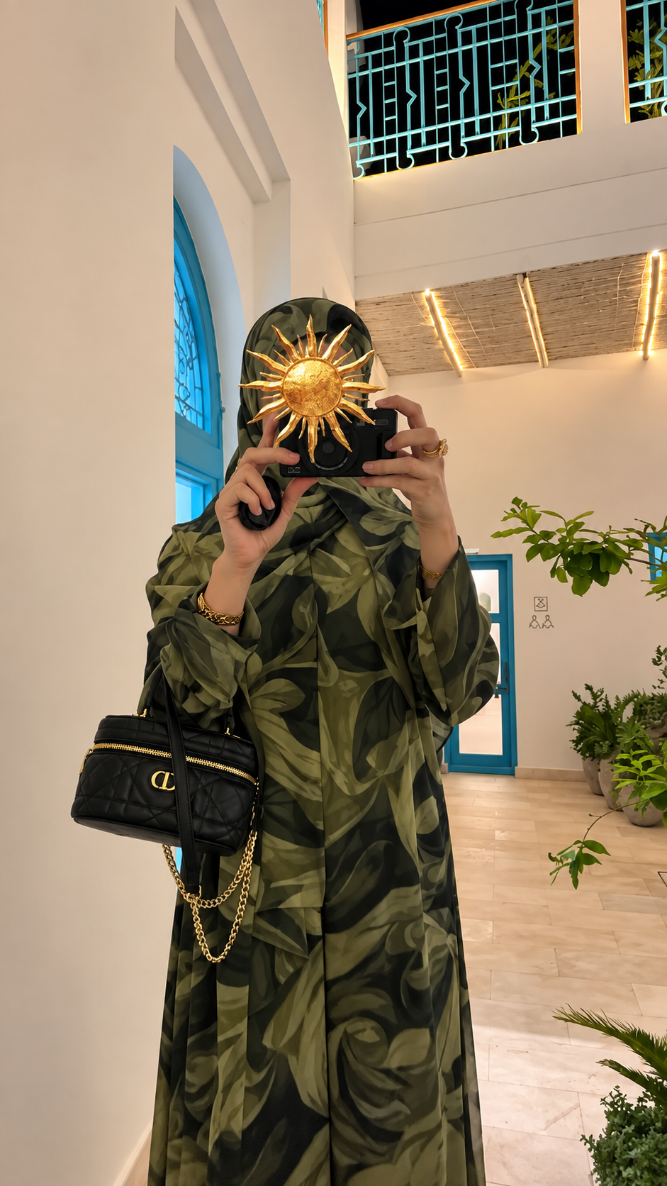 Premium Green Printed Shrug Abaya with Matching Hijab