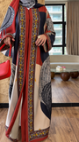 Premium Multicolor Border Print Abaya with Matching Hijab
