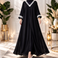 Elegant Black Butterfly Abaya with White Lace Detailing | Premium Modest Wear