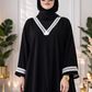 Elegant Black Butterfly Abaya with White Lace Detailing | Premium Modest Wear