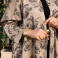 Premium Grey Floral Printed Shrug Set with Matching Pants & Hijab