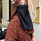 Premium Rust Brown Spotted Print Abaya with Matching Hijab