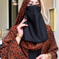 Premium Rust Brown Spotted Print Abaya with Matching Hijab