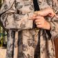 Premium Grey Floral Printed Shrug Set with Matching Pants & Hijab