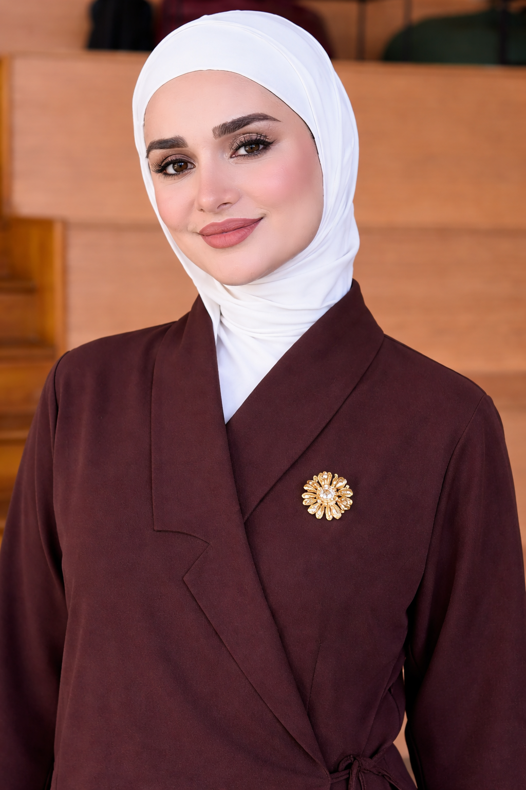 Premium Chocolate Brown Wrap Co-Ord Set for Women – Elegant Long Sleeve Top with Wide-Leg Pants