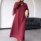 Premium Linen V-Neck Button Dress (One Piece) – Elegant Long Maxi Outfit for Women | Soft & Breathable Daily Wear