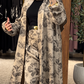 Premium Grey Floral Printed Shrug Set with Matching Pants & Hijab