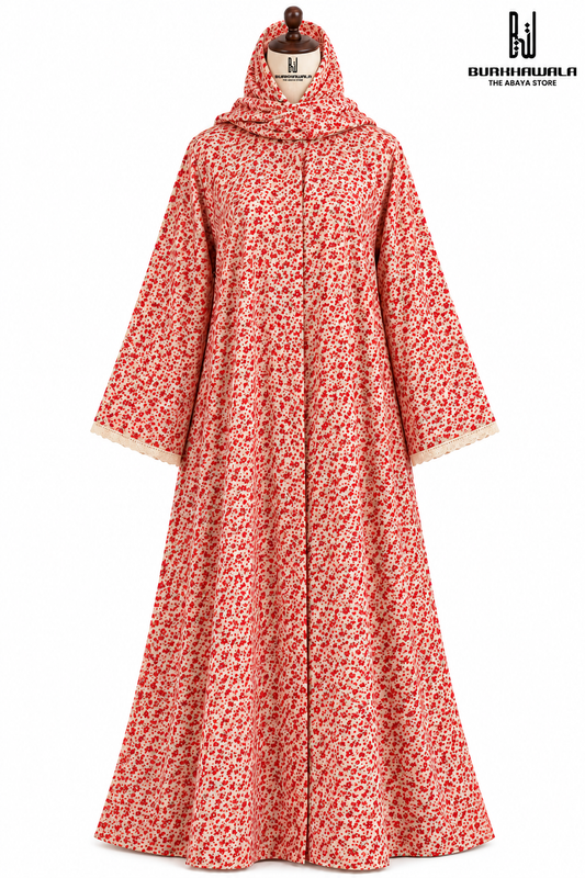 Premium Floral Printed Prayer Dress with Attached Hijab