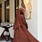 Premium Rust Brown Spotted Print Abaya with Matching Hijab