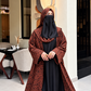 Premium Rust Brown Spotted Print Abaya with Matching Hijab