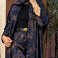 Premium Grey Floral Printed Shrug Set with Matching Pants & Hijab