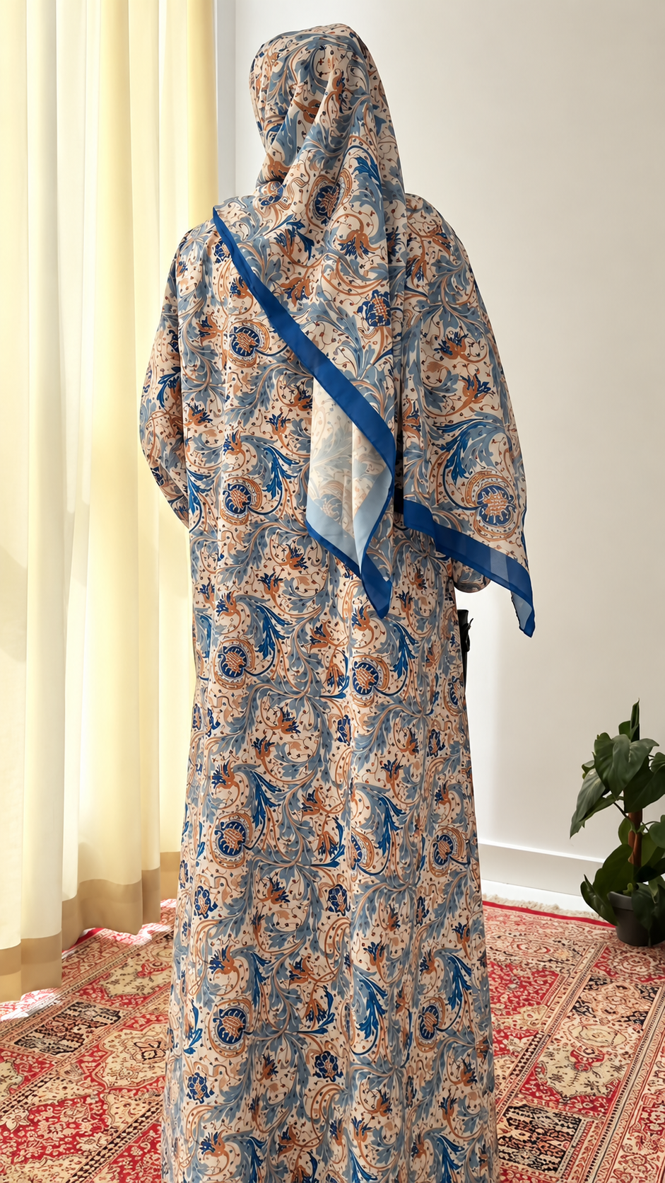 Premium Paisley Printed Shrug Abaya with Matching Hijab