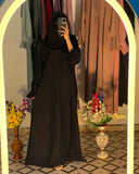 Elegant Pleated Abaya - Black