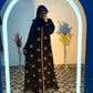 Elegant Black Embroidered Abaya with Pink Detailing