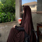 Elegant Black & Brown Two-Tone Abaya Set with Matching Khimar