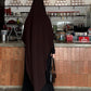 Elegant Black & Brown Two-Tone Abaya Set with Matching Khimar