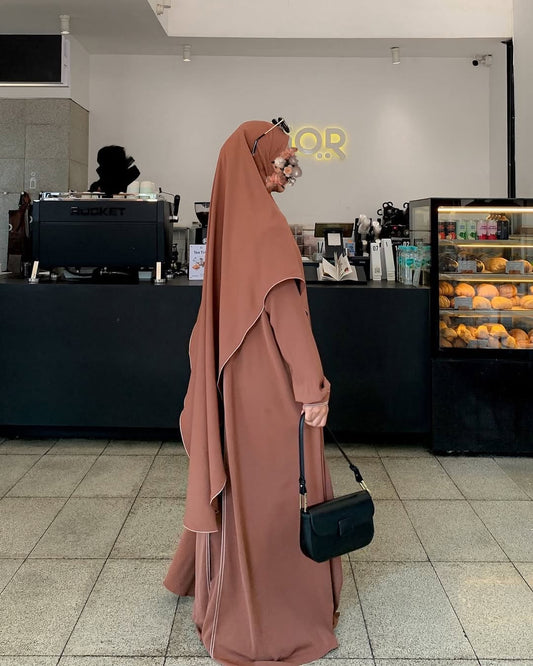 Elegant Brown Abaya with Matching Khimar – Premium Modest Wear