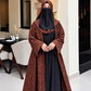 Premium Rust Brown Spotted Print Abaya with Matching Hijab