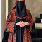 Premium Rust Brown Spotted Print Abaya with Matching Hijab