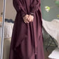 Premium Maroon Abaya with Khimar Attached Nose Piece