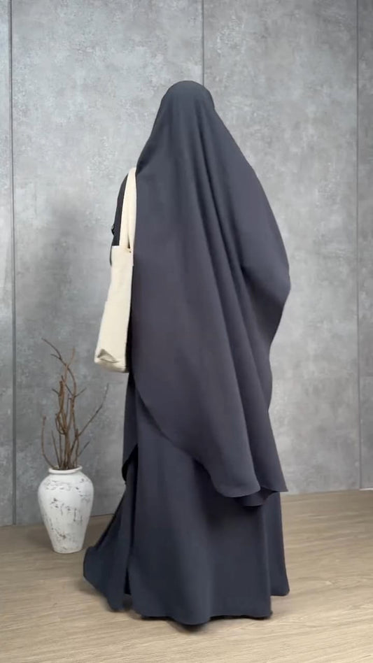 Premium Black Abaya with Khimar Attached Nose Piece