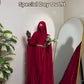 Premium Ruby Red Farasha Abaya for Special Occasions