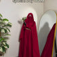 Premium Ruby Red Farasha Abaya for Special Occasions