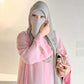 Premium Pink Farasha Abaya for Women – Elegant Flowy Butterfly Abaya