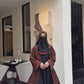 Premium Rust Brown Spotted Print Abaya with Matching Hijab